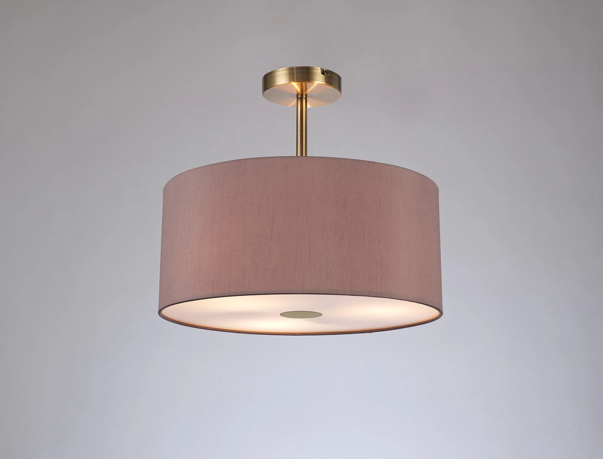 Baymont 40cm Semi Flush 3 Light Antique Brass, Taupe/Halo Gold, Frosted Diffuser DK0376  Deco Baymont AB TA